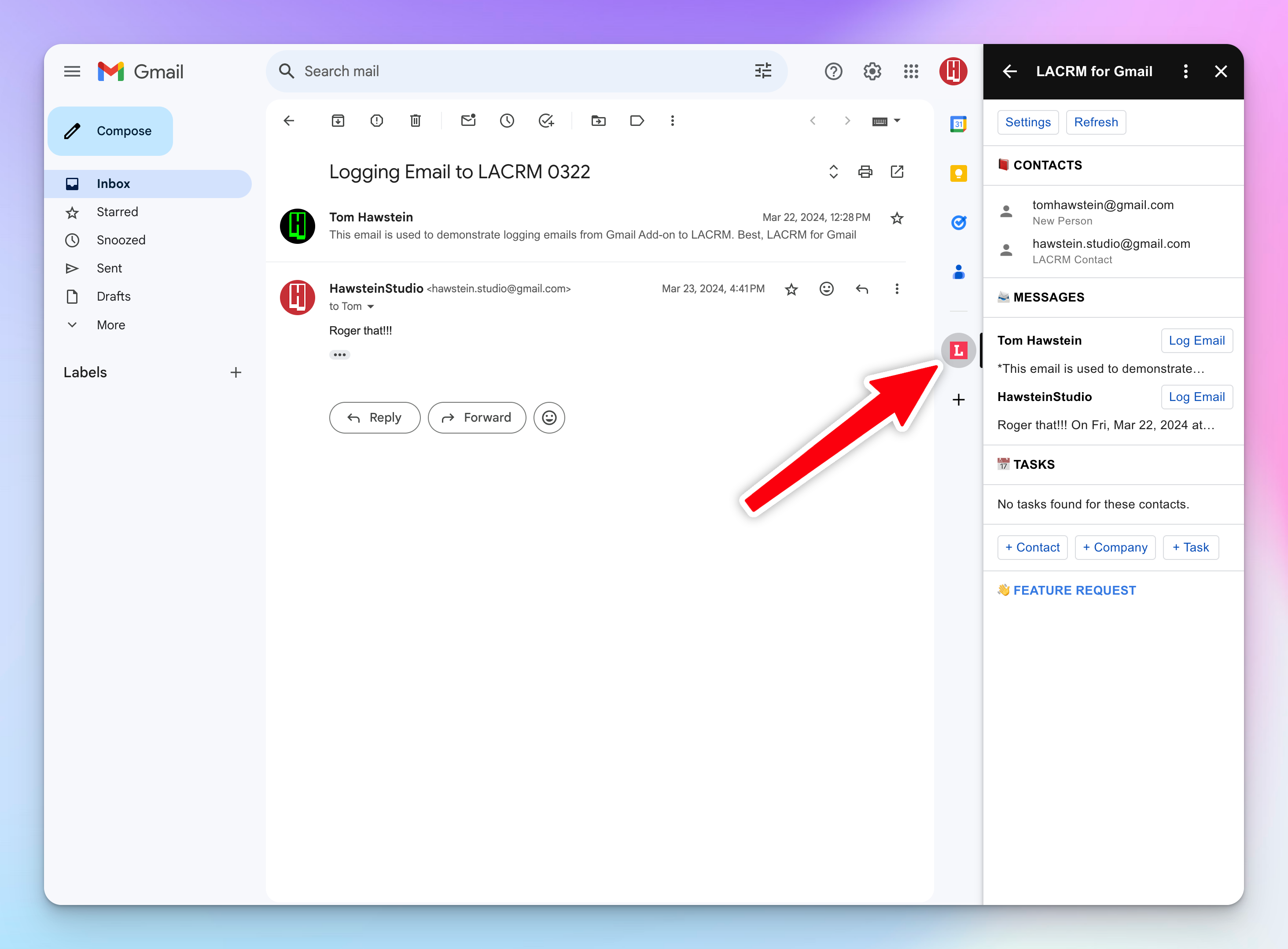 Launch LACRM for Gmail